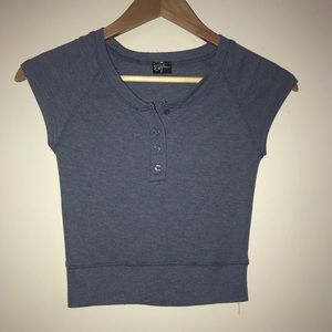 Blue button crop top
